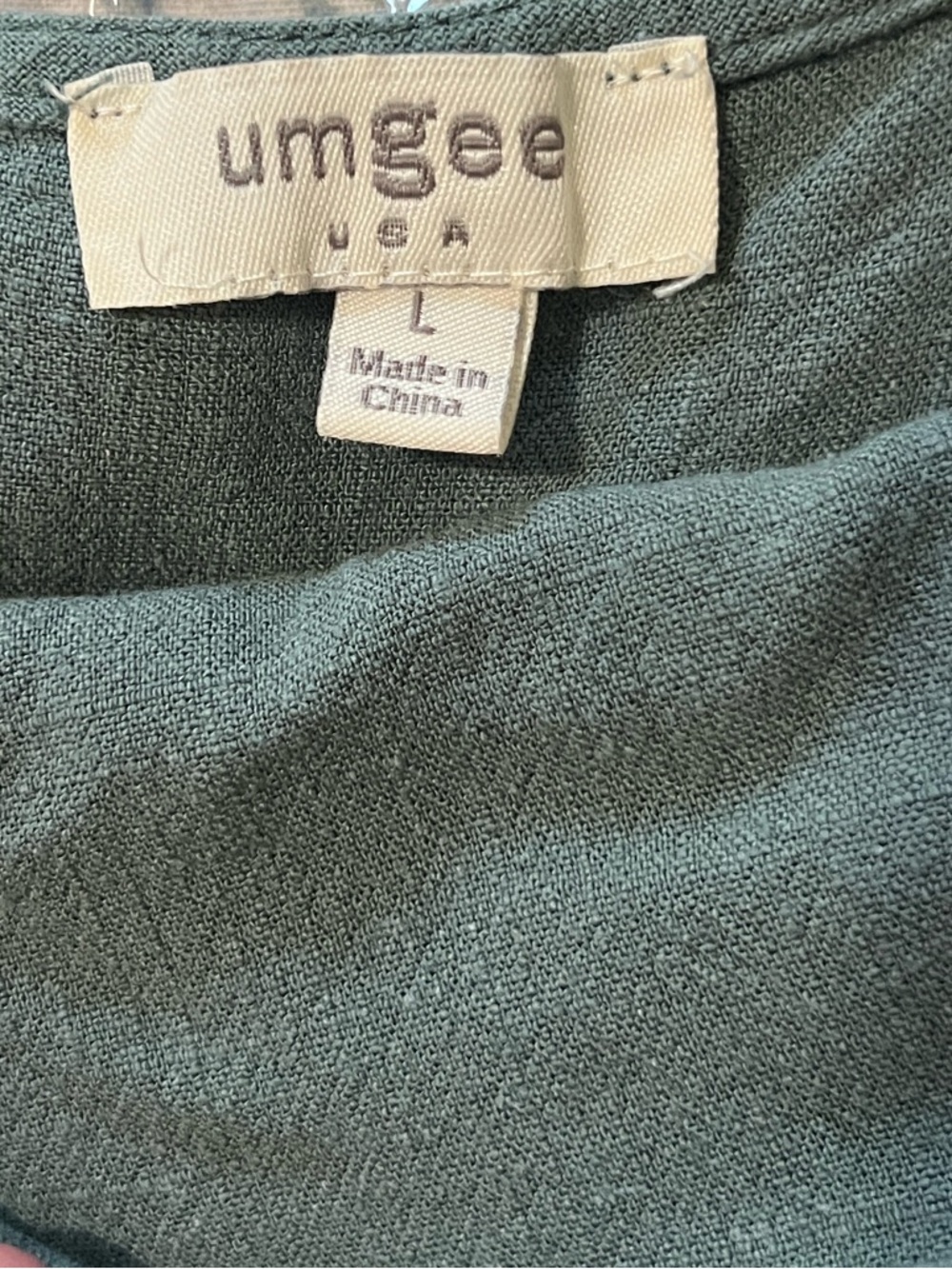 Umgee Linen Blend Boho Tunic Dress Raw Hem Coastal Oversized Sage,Shift Size L - Picture 7 of 9